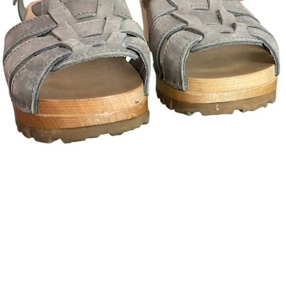 SWEEDISH HASBEENS Grunge Wood Sole Clog Fisherman Sandals \\ 39