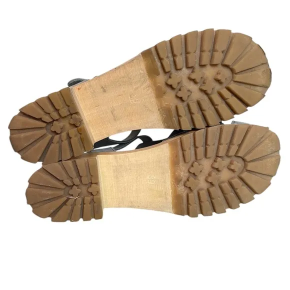 SWEEDISH HASBEENS Grunge Wood Sole Clog Fisherman Sandals \\ 39