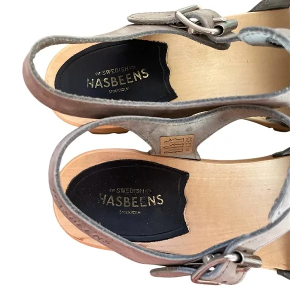 SWEEDISH HASBEENS Grunge Wood Sole Clog Fisherman Sandals \\ 39