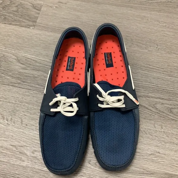 Swims - mens waterproof boat loafers - navy blue - size 8