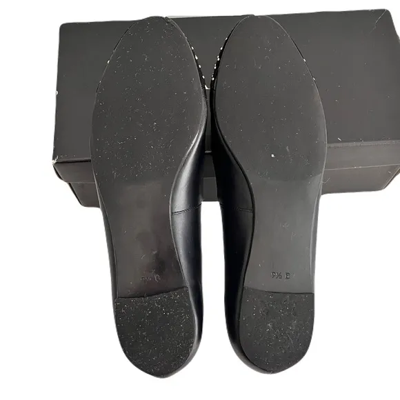 Talbots Black Leather ‘Bari’ Suede Studded Cap Toe Flats, Size 9.5