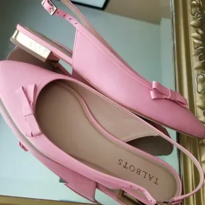 ❗Talbots Jackie Kennedy Style Pink Bow Leather Slingback Flats 6.5❗