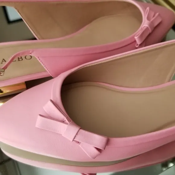 ❗Talbots Jackie Kennedy Style Pink Bow Leather Slingback Flats 6.5❗