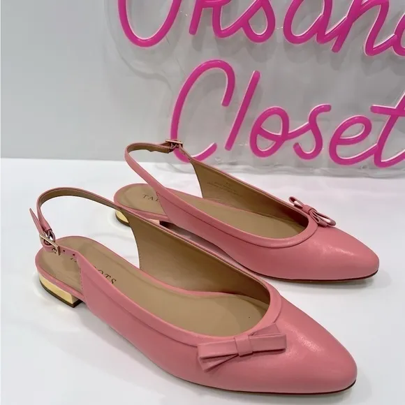 Talbots Leather EDISON SLINGBACK BOW FLATS Preppy Pink SIZE 8
