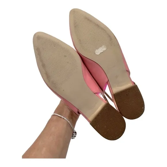 Talbots Leather EDISON SLINGBACK BOW FLATS Preppy Pink SIZE 8