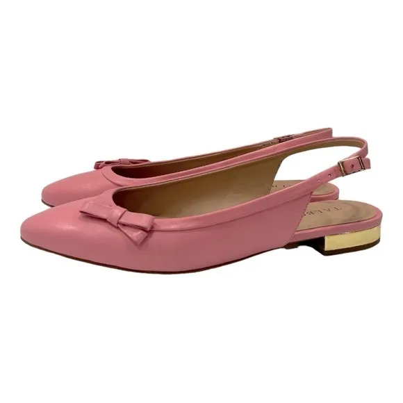 Talbots Leather EDISON SLINGBACK BOW FLATS Preppy Pink SIZE 8