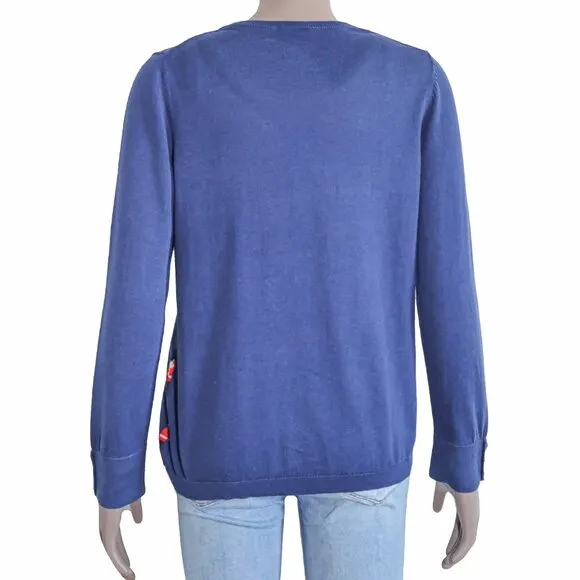 Talbots Preppy Navy Blue Crew Neck London Lightweight Classic Sweater Knitwear