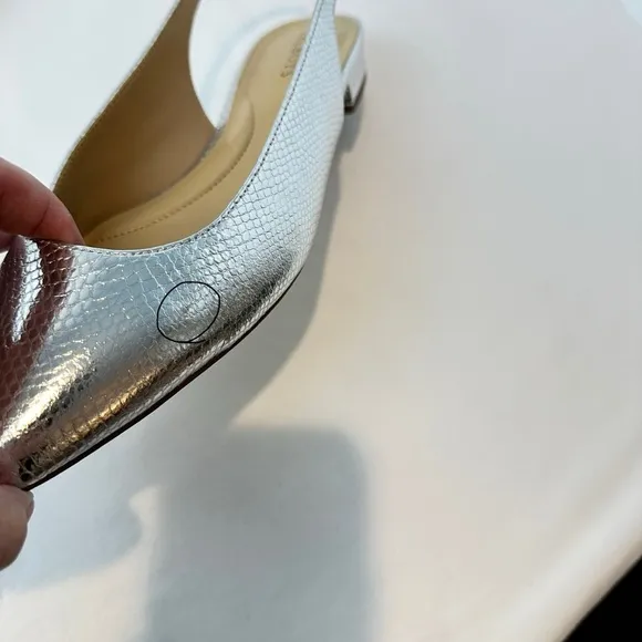 Talbots Silver Leather  Slingback Flats 9.5