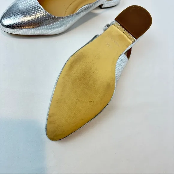 Talbots Silver Leather  Slingback Flats 9.5