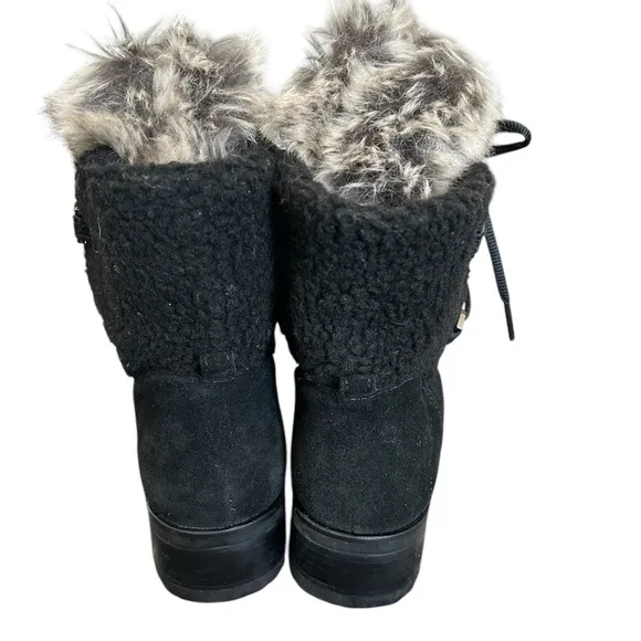 Talbots Tish faux fur and black suede ankle boots SZ 7.5