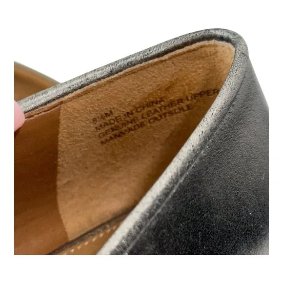 Talbots Womens Metallic Gray Pointed Toe Genuine Leather Loafers Size 8.5M