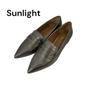 Talbots Womens Metallic Gray Pointed Toe Genuine Leather Loafers Size 8.5M