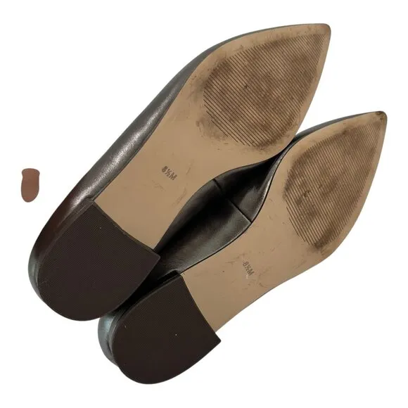 Talbots Womens Metallic Gray Pointed Toe Genuine Leather Loafers Size 8.5M