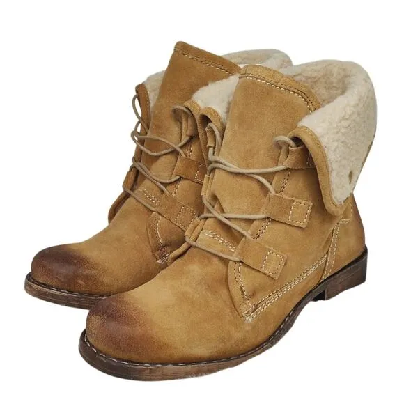 Tan Diba True Brown Shearling Boots Sz 8