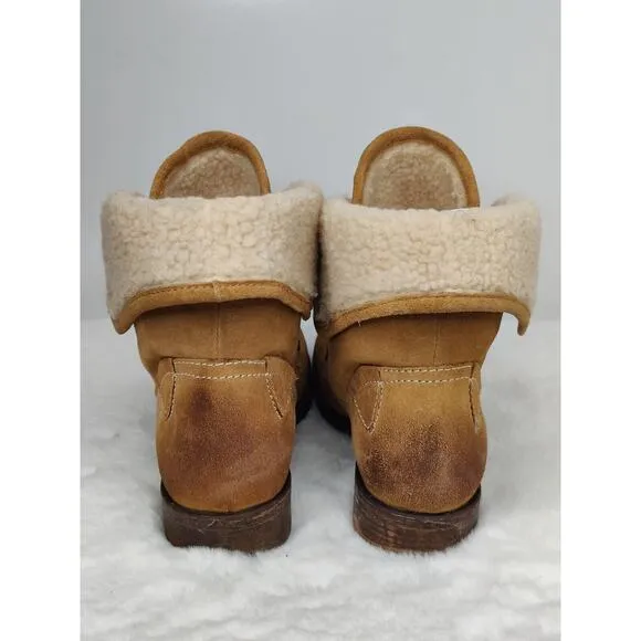 Tan Diba True Brown Shearling Boots Sz 8