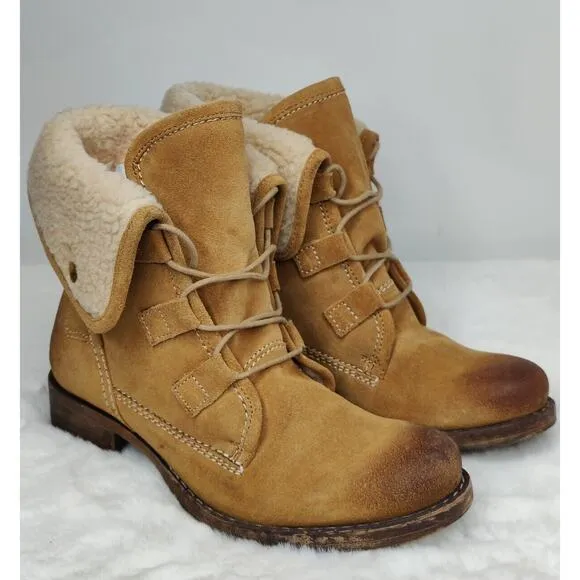 Tan Diba True Brown Shearling Boots Sz 8