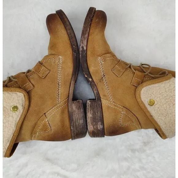Tan Diba True Brown Shearling Boots Sz 8