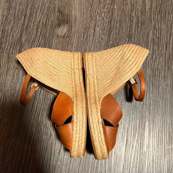 Tan Espadrille Wedge with Crossed Straps