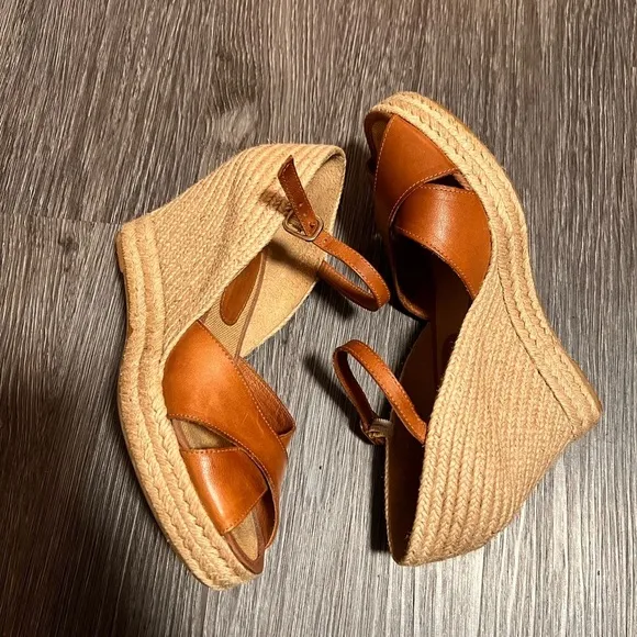 Tan Espadrille Wedge with Crossed Straps