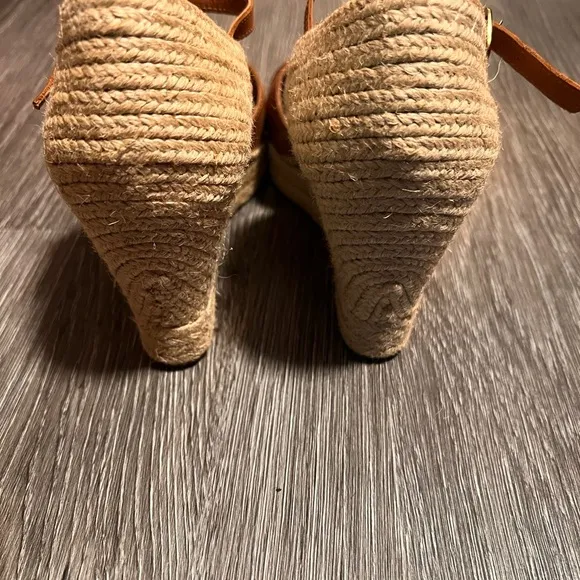 Tan Espadrille Wedge with Crossed Straps