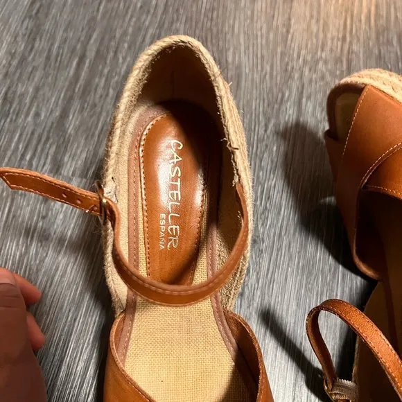 Tan Espadrille Wedge with Crossed Straps