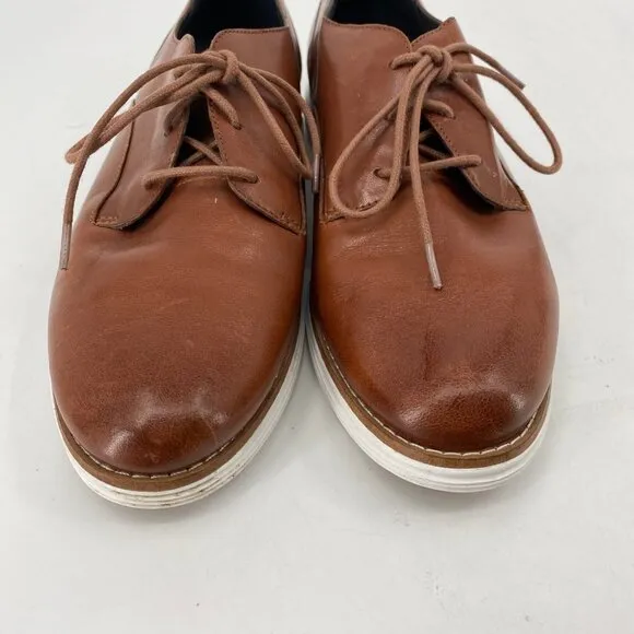 Tan Lace Up Almond Toe Dress Loafers | Men's Size 9