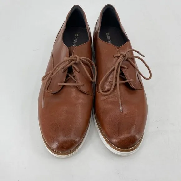 Tan Lace Up Almond Toe Dress Loafers | Men's Size 9