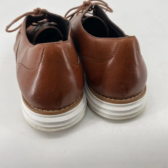 Tan Lace Up Almond Toe Dress Loafers | Men's Size 9
