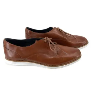 Tan Lace Up Almond Toe Dress Loafers | Men's Size 9