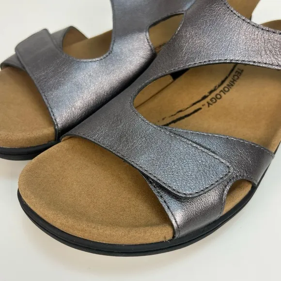 Taos Serene Womens Sandals Pewter Adjustable Leather Comfort Support Size 11 NEW