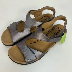 Taos Serene Womens Sandals Pewter Adjustable Leather Comfort Support Size 11 NEW