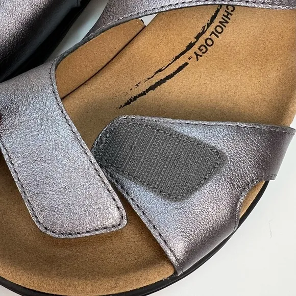 Taos Serene Womens Sandals Pewter Adjustable Leather Comfort Support Size 11 NEW