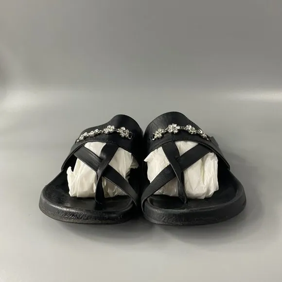 TATAMI by BIRKENSTOCK Leather Sandals Slide CHELSEA Black Crystal US8 EU40