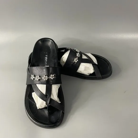TATAMI by BIRKENSTOCK Leather Sandals Slide CHELSEA Black Crystal US8 EU40