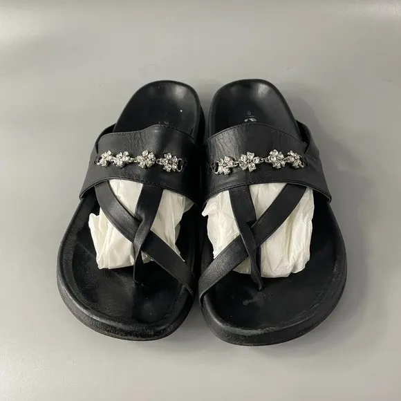 TATAMI by BIRKENSTOCK Leather Sandals Slide CHELSEA Black Crystal US8 EU40