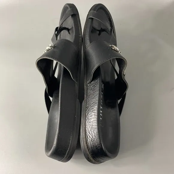 TATAMI by BIRKENSTOCK Leather Sandals Slide CHELSEA Black Crystal US8 EU40