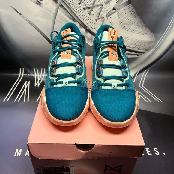 Teal and Peach Athletic Sneakers