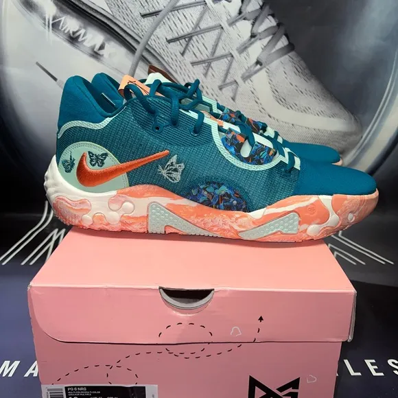 Teal and Peach Athletic Sneakers
