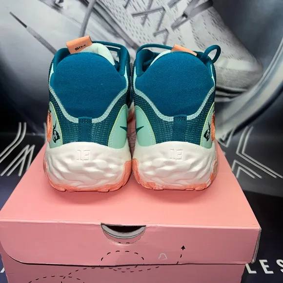 Teal and Peach Athletic Sneakers