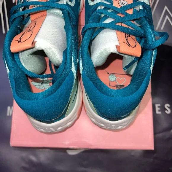 Teal and Peach Athletic Sneakers