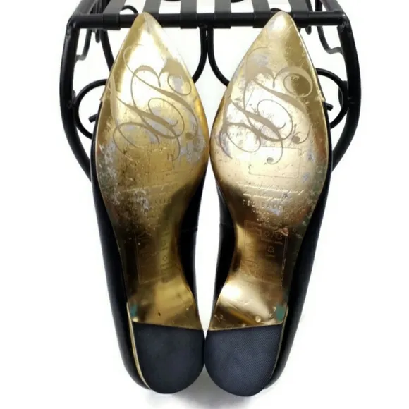 Ted Baker London Seliq Flat Court Shoe Black Gold Metallic Flats Womens 9.5