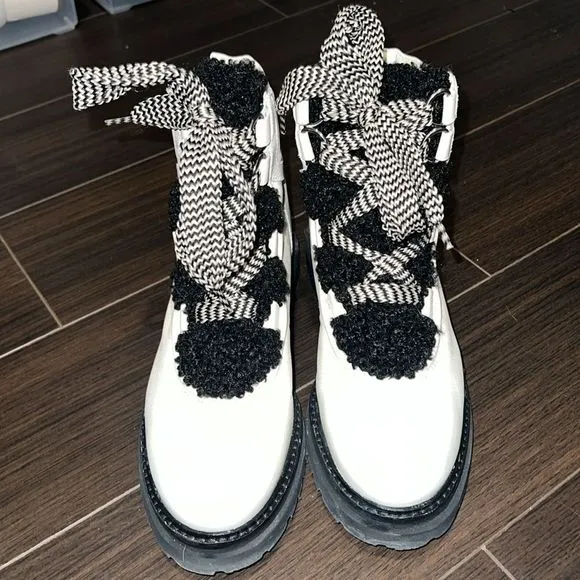 Ted Baker Mosie Leather and Faux Shearling-Blend Boots