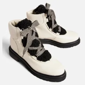 Ted Baker Mosie Leather and Faux Shearling-Blend Boots