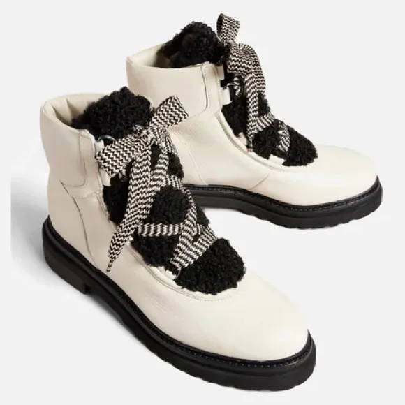 Ted Baker Mosie Leather and Faux Shearling-Blend Boots