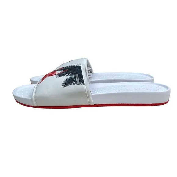 Ted Baker Sauldi 2 Slides Sandals Arch Support Flamingo Print White Men Sz US 13