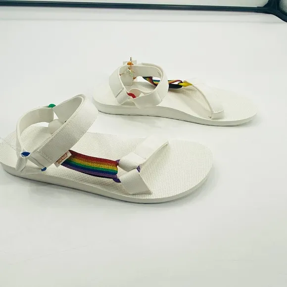 Teva Original Universal Pride White Rainbow Sandals Size 13