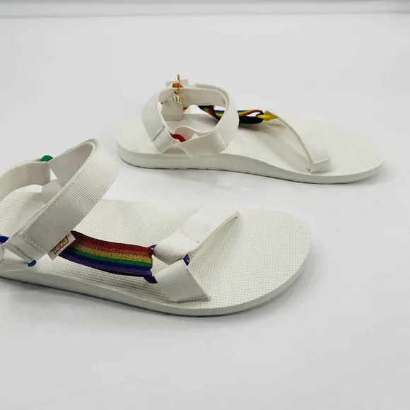 Teva Original Universal Pride White Rainbow Sandals Size 13