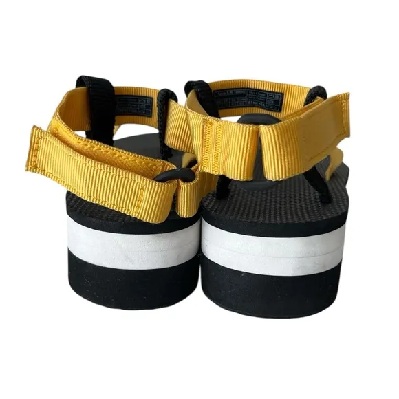 Teva Platform sandals black yellow ankle strap 9