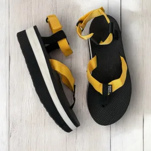 Teva Platform sandals black yellow ankle strap 9