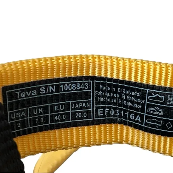 Teva Platform sandals black yellow ankle strap 9